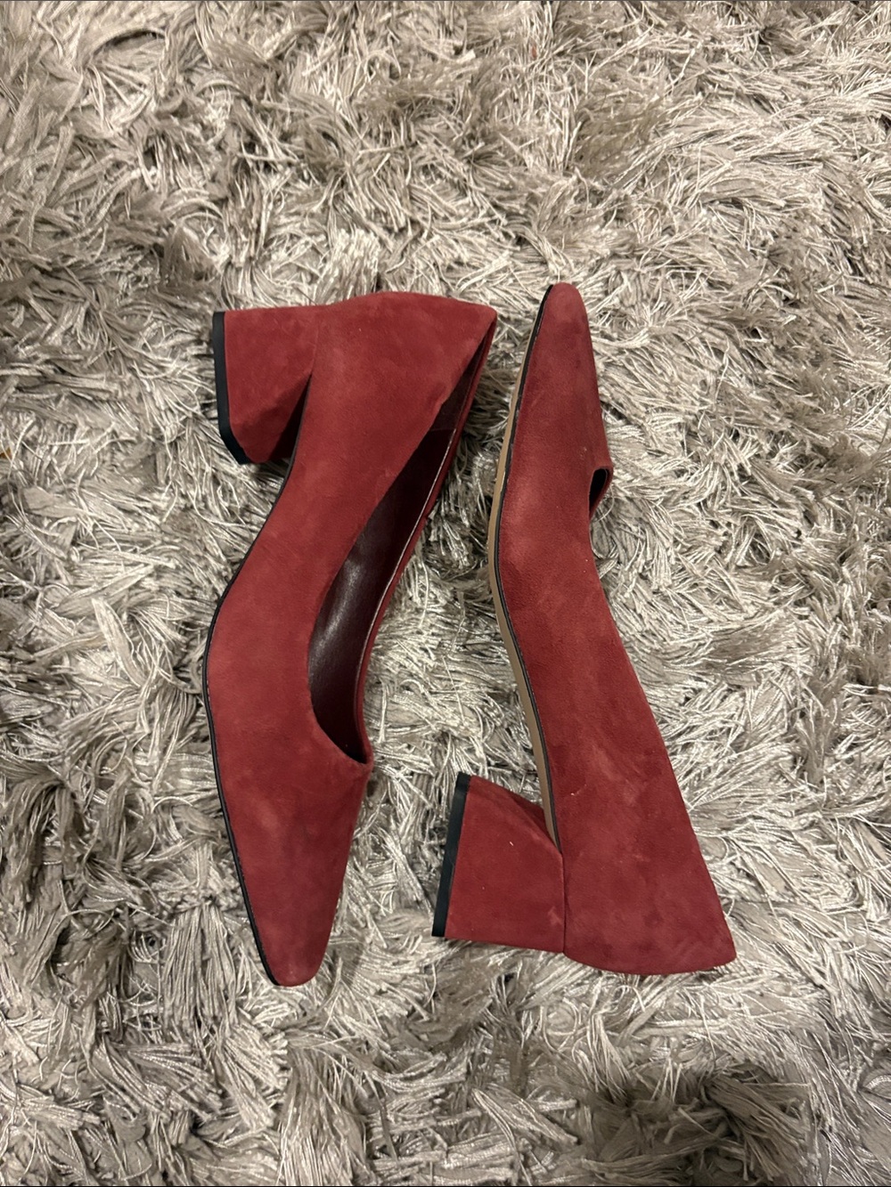 Franco Sarto Red Suede Block Heel Pumps
